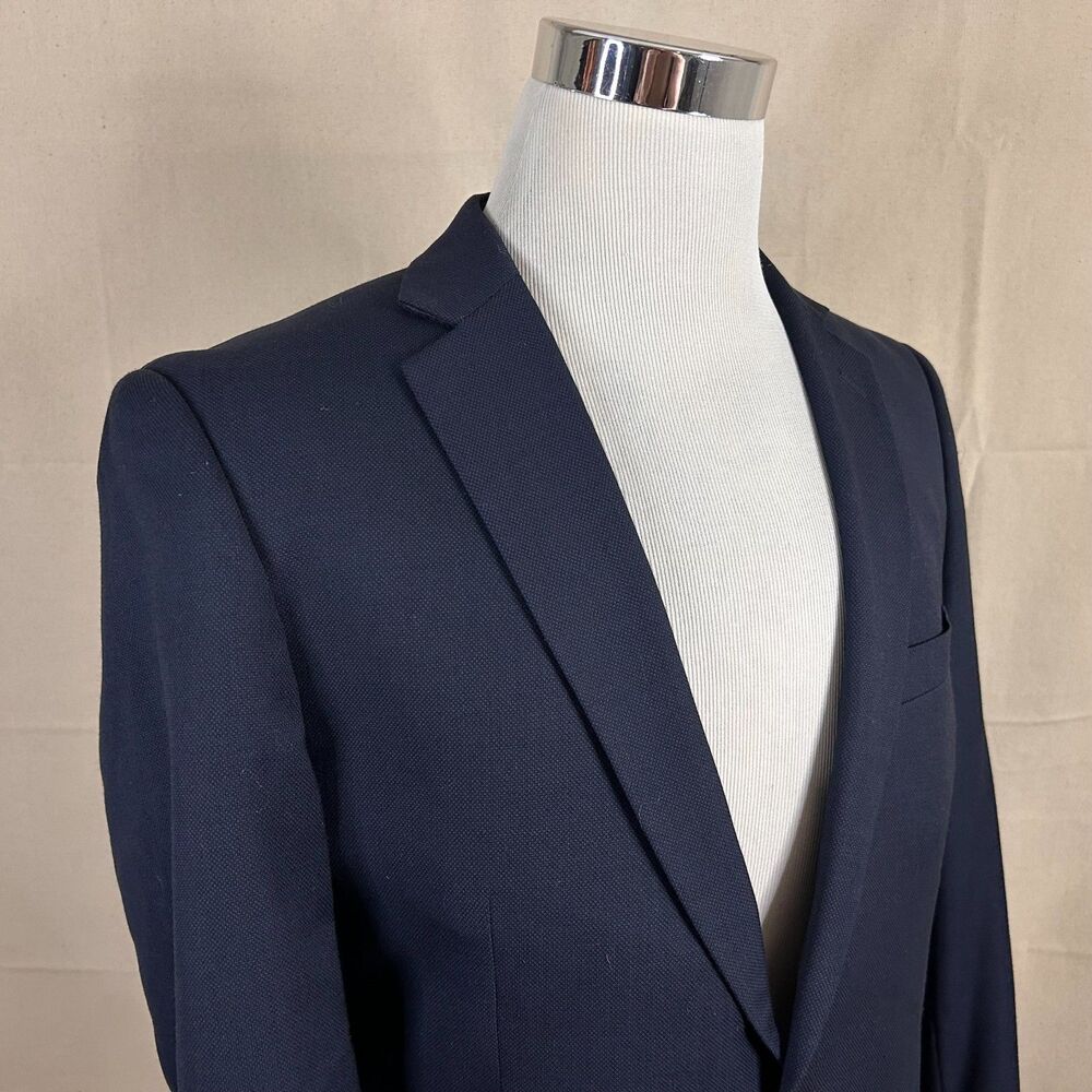 Combatant Gentlemen 42L Sport Coat 100% Wool Dark Navy Two Button Double Vented